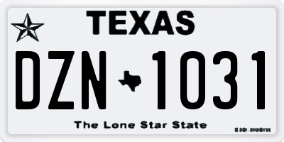 TX license plate DZN1031