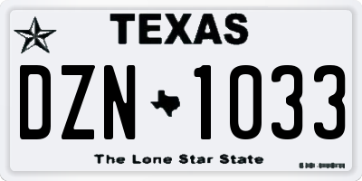 TX license plate DZN1033