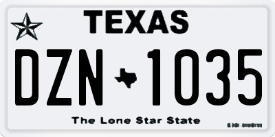 TX license plate DZN1035