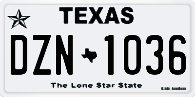 TX license plate DZN1036