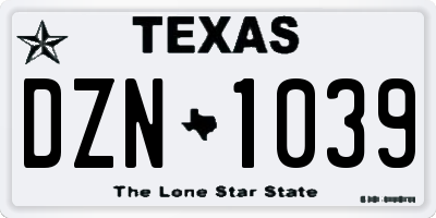 TX license plate DZN1039