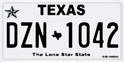 TX license plate DZN1042