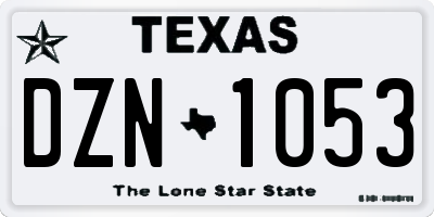 TX license plate DZN1053