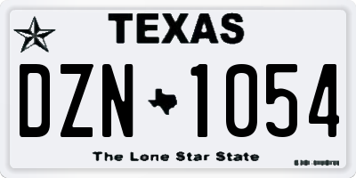 TX license plate DZN1054