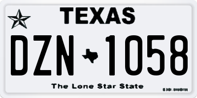 TX license plate DZN1058
