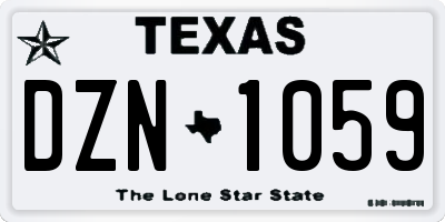 TX license plate DZN1059