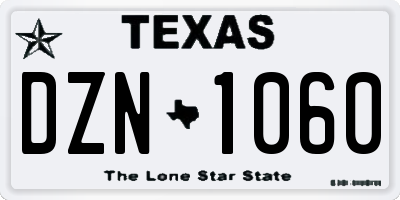 TX license plate DZN1060