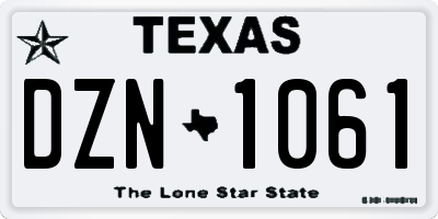 TX license plate DZN1061