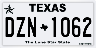 TX license plate DZN1062
