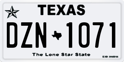 TX license plate DZN1071