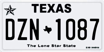 TX license plate DZN1087