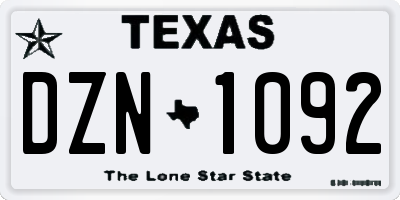 TX license plate DZN1092