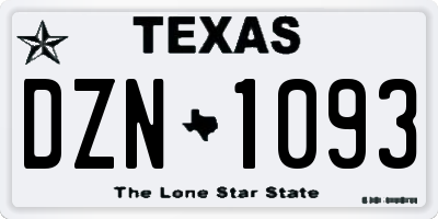 TX license plate DZN1093