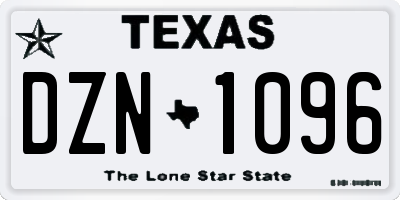 TX license plate DZN1096
