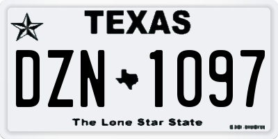 TX license plate DZN1097