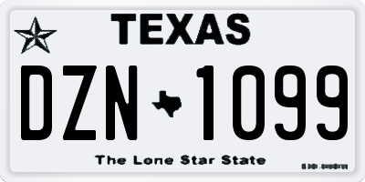 TX license plate DZN1099