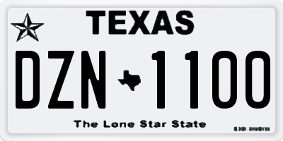 TX license plate DZN1100