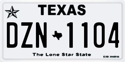 TX license plate DZN1104