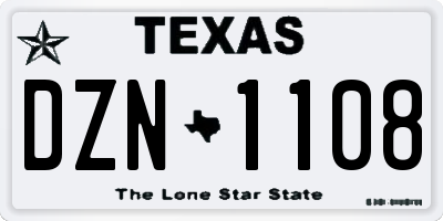 TX license plate DZN1108