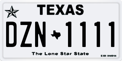TX license plate DZN1111