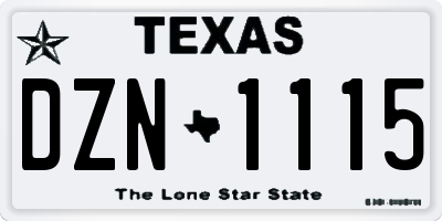TX license plate DZN1115