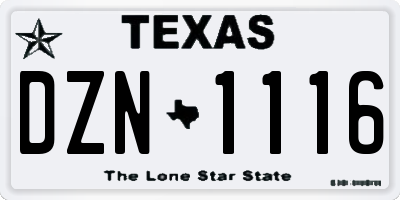 TX license plate DZN1116