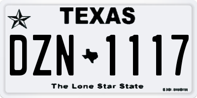TX license plate DZN1117