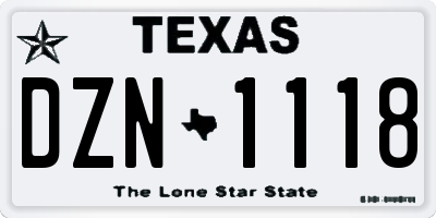 TX license plate DZN1118