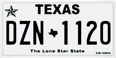 TX license plate DZN1120