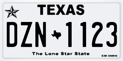 TX license plate DZN1123