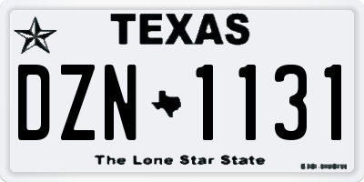 TX license plate DZN1131