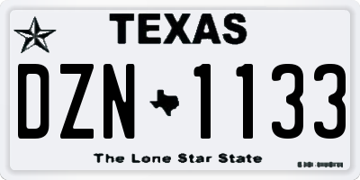 TX license plate DZN1133