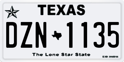 TX license plate DZN1135