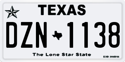 TX license plate DZN1138