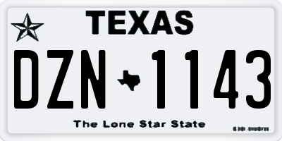 TX license plate DZN1143
