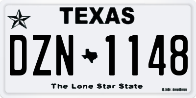 TX license plate DZN1148