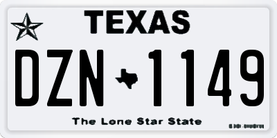 TX license plate DZN1149