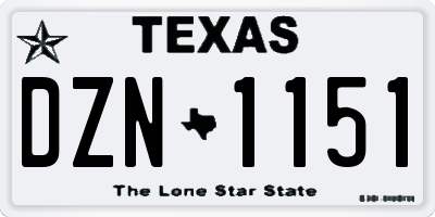 TX license plate DZN1151