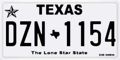 TX license plate DZN1154