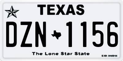 TX license plate DZN1156