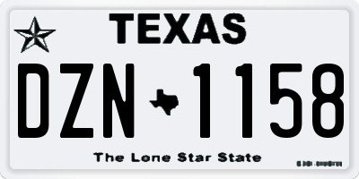 TX license plate DZN1158