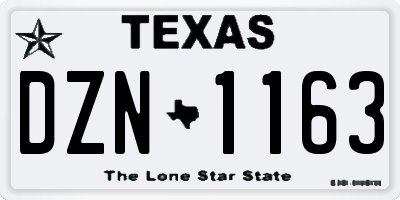 TX license plate DZN1163