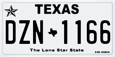 TX license plate DZN1166