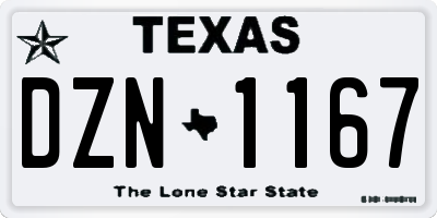 TX license plate DZN1167