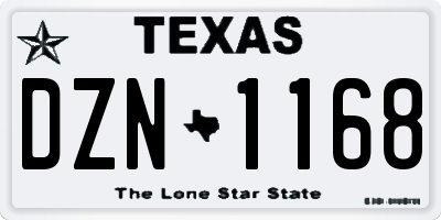 TX license plate DZN1168