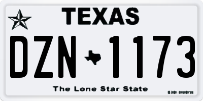 TX license plate DZN1173