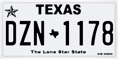 TX license plate DZN1178