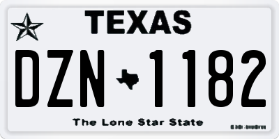 TX license plate DZN1182