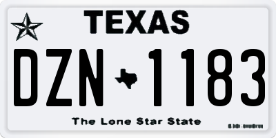 TX license plate DZN1183