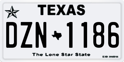 TX license plate DZN1186